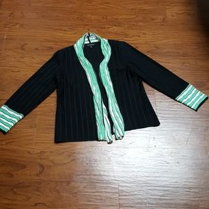 Ming Wang Large Sweater Cardigan Mint Green Black Sz Large